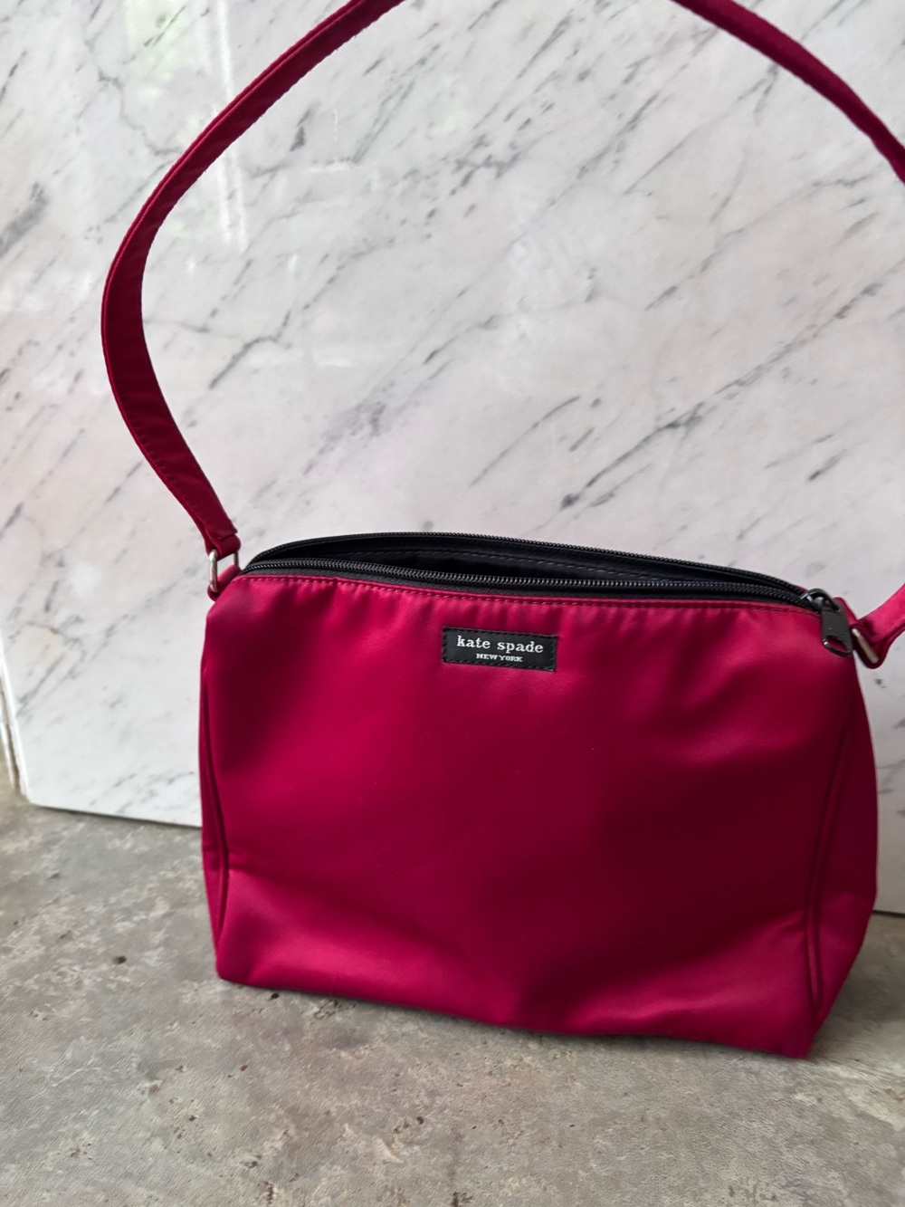 Vintage Y2K late 90s Kate Spade Lipstick Red Satin Shoulder Bag